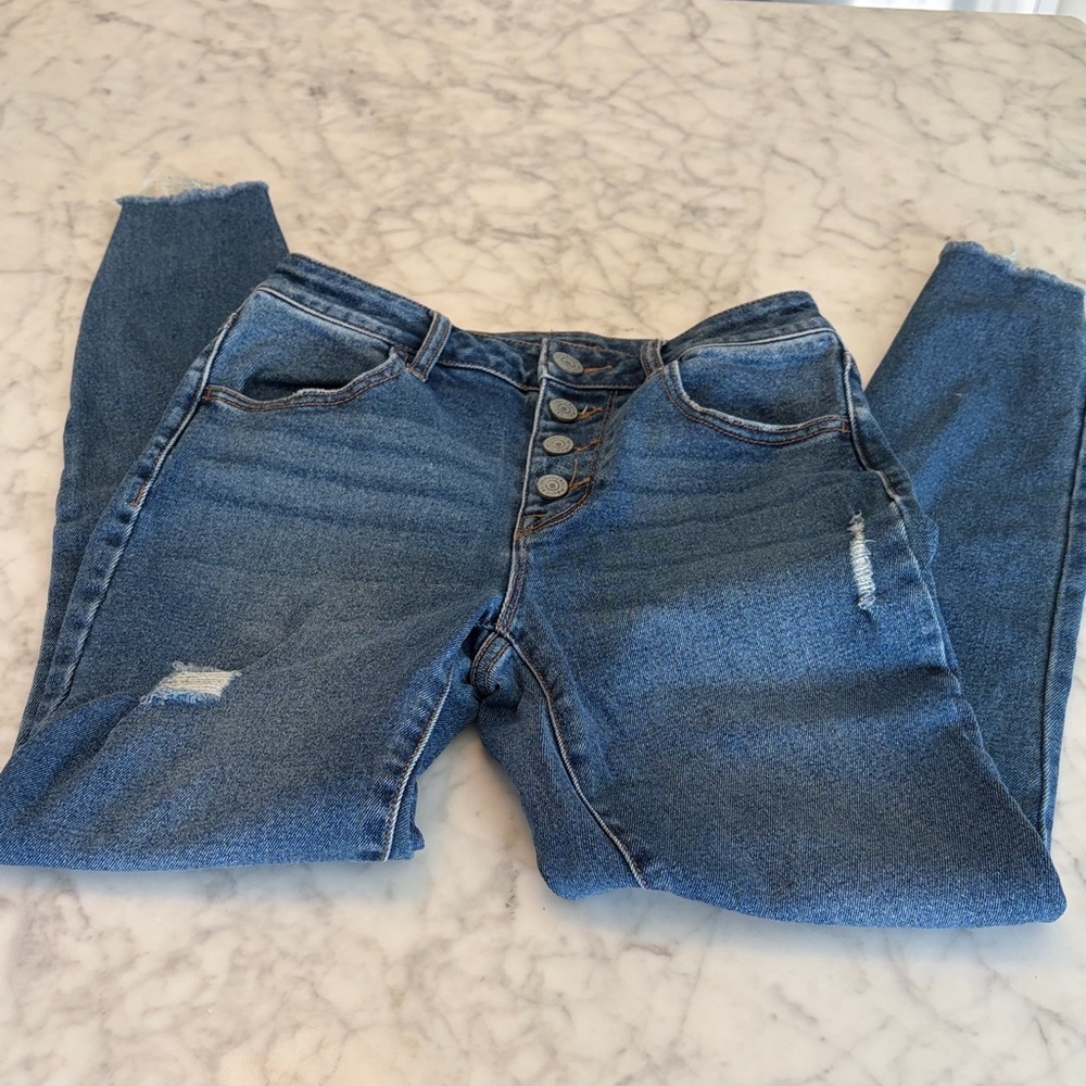 Maurices Women's Dark Blue Distressed Skinny Jeans Size 2 - Picture 4 of 5